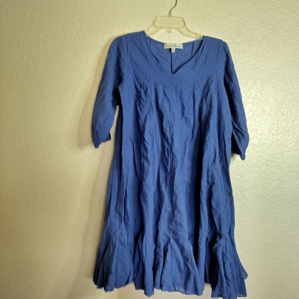 JP and Mattie Crinkle Cotton Dress Boho Peasant Flowy Casual Sz P/Xs